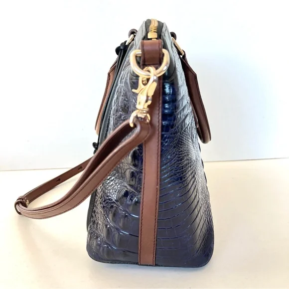 BRAHMIN Vivian Dome Tricolor Structure Croc Leather Luxury Shoulder Tote Satchel - Picture 6 of 16